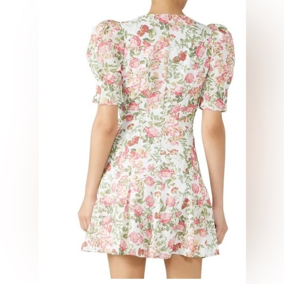 Bec & Bridge Le Follies Dress Floral Puff Sleeve Mini Camellia USA10/UK 14 1701 - Picture 2 of 11